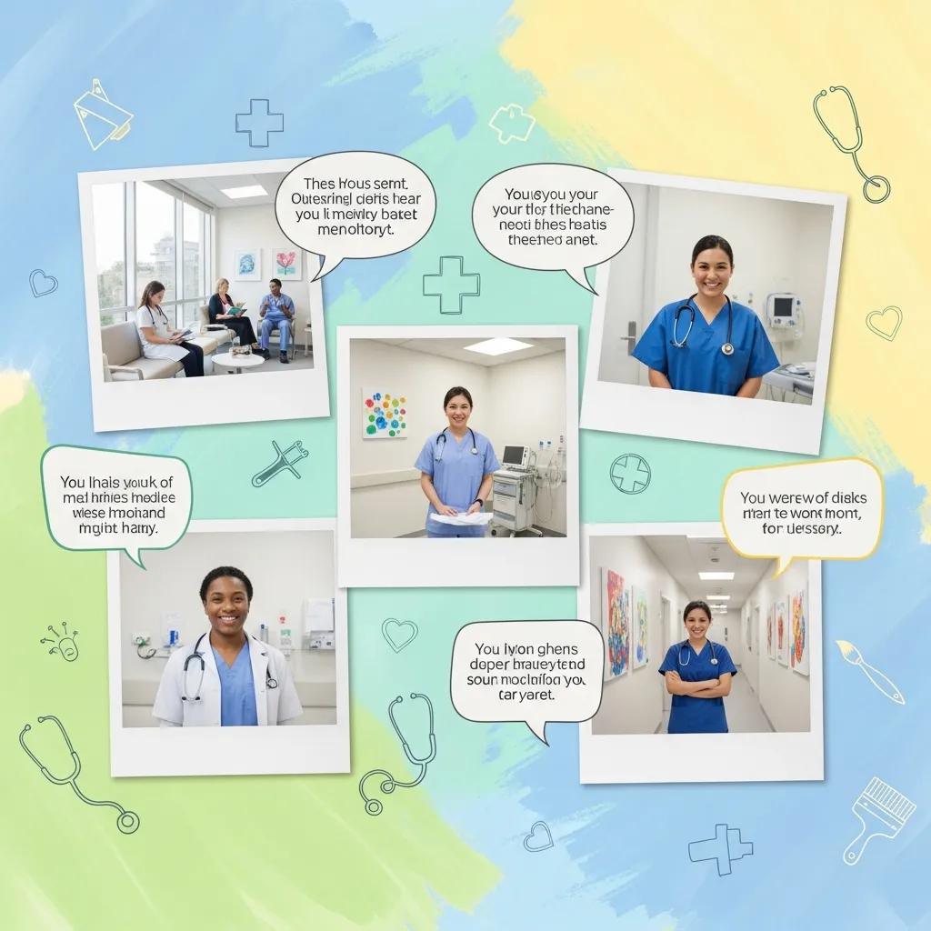 Collage of healthcare professionals in a well-painted facility, featuring testimonials about All Aspects Painting's quality service for medical environments.